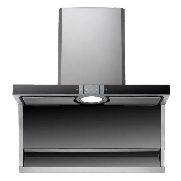 Wall Mounted Downdraft Range Hood With Glass Exhaust Chimney