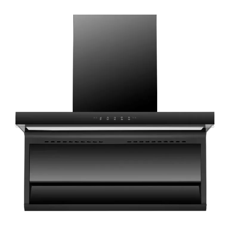 Smart Wall Mounted Kitchen Range Hood With Black Tempered Glass