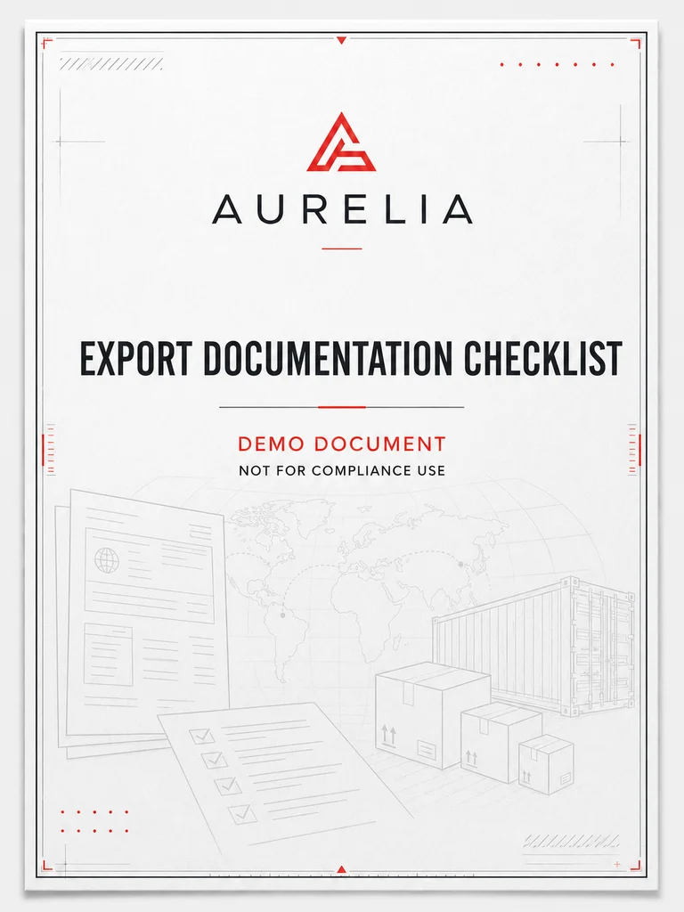 Demo export documentation checklist, not for compliance use