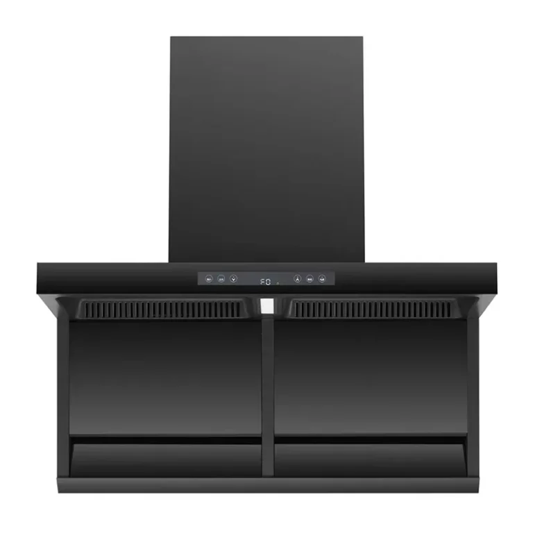 Black Tempered Glass Panel Range Hood With Led Light For Kitchen