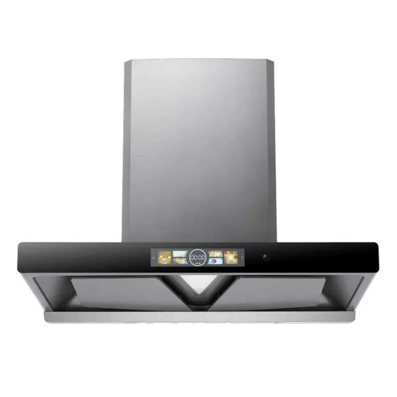 Color Screen High Power Automatic Cleaning T Shaped Range Hood