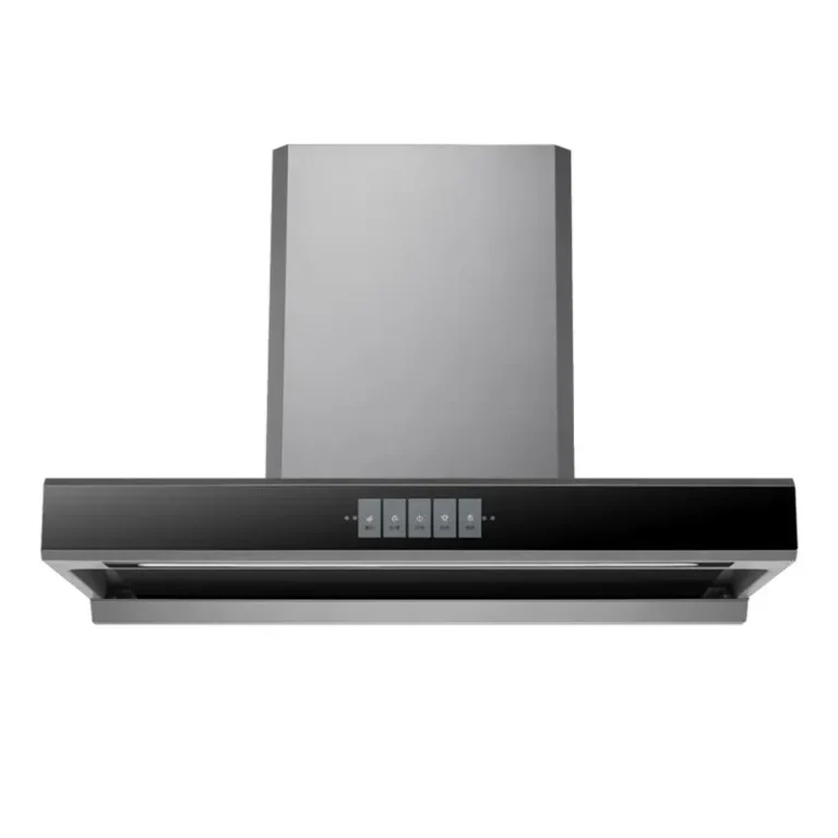 Wall Mounted Touch Switch Auto Clean Range Hood With Black Tempered Glass