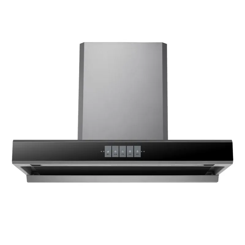 Wall Mounted Touch Switch Auto Clean Range Hood With Black Tempered Glass
