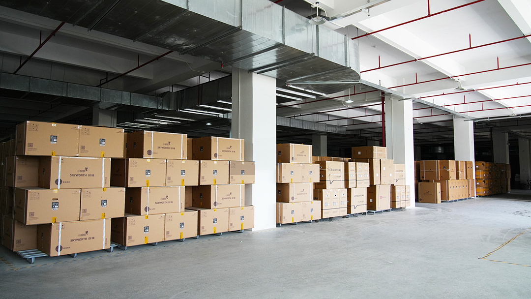 Organized kitchen appliance warehouse and logistics operation