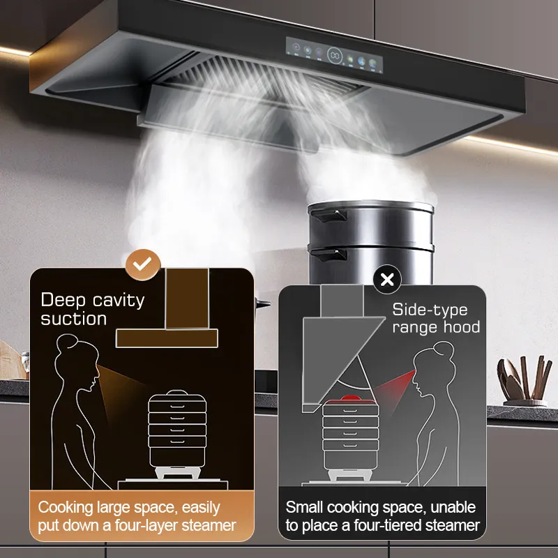 T Shape 90Cm Smart Extractor Hood Cooker Chimney Exhaust With Hand Sensor